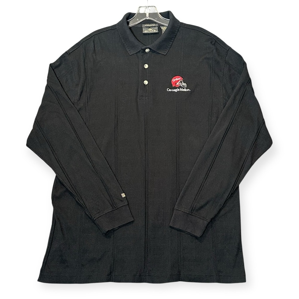 Carnegie Mellon University Tartans Football Polo Shirt L Long Sleeve College